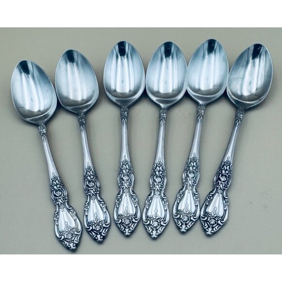 6 Oneida Wordsworth Stainless Steel Tea Spoons 6" - Picture 1 of 7